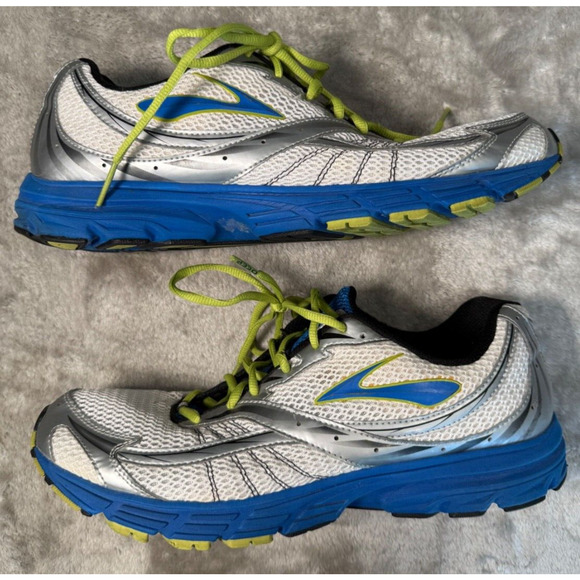 Brooks Launch Metallic Silver Blue Green Athletic Running Shoes Mens Size 13 - Picture 2 of 9